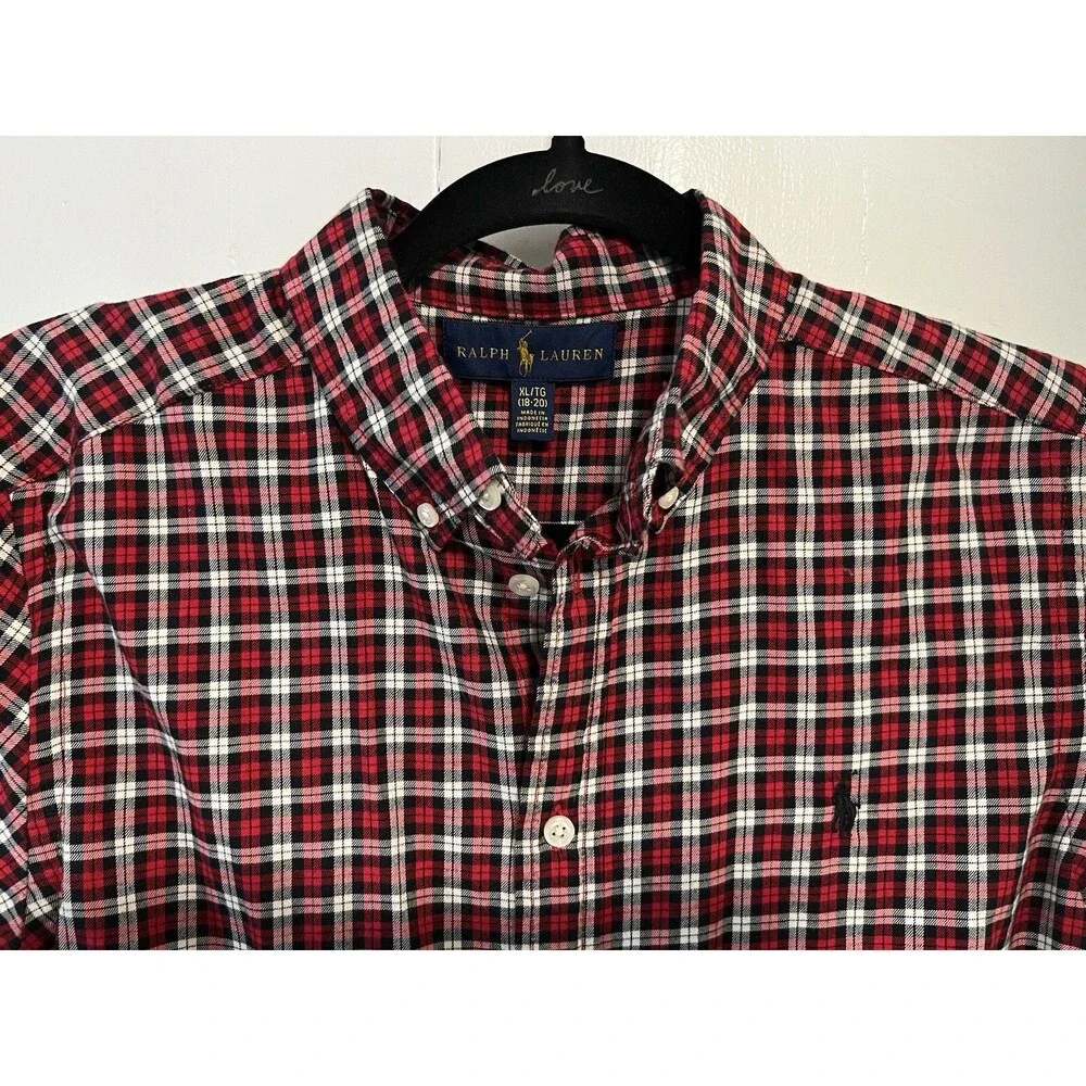 Ralph Lauren boy‘s red plaid shirt size XL 18-20